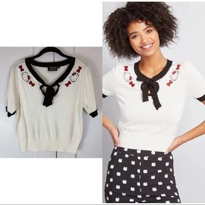 ModCloth for Hello Kitty Flirty Retro Embroidered Sweater Size Large